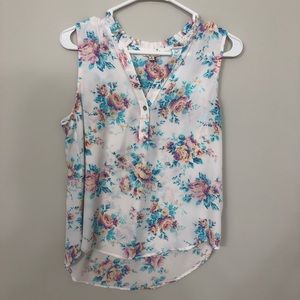 White Blouse with Floral Design